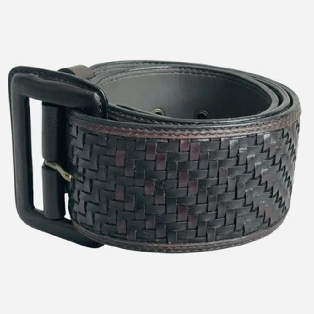 Banana Republic Brown Woven Genuine Leather Belt Size M 2.25